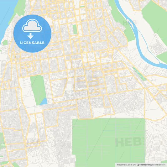 Printable street map of Khartoum, Sudan