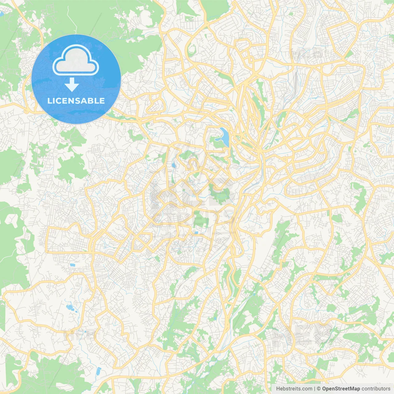 Printable street map of Yaounde, Cameroon