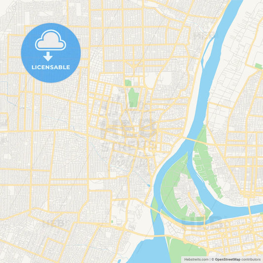 Printable street map of Omdurman, Sudan
