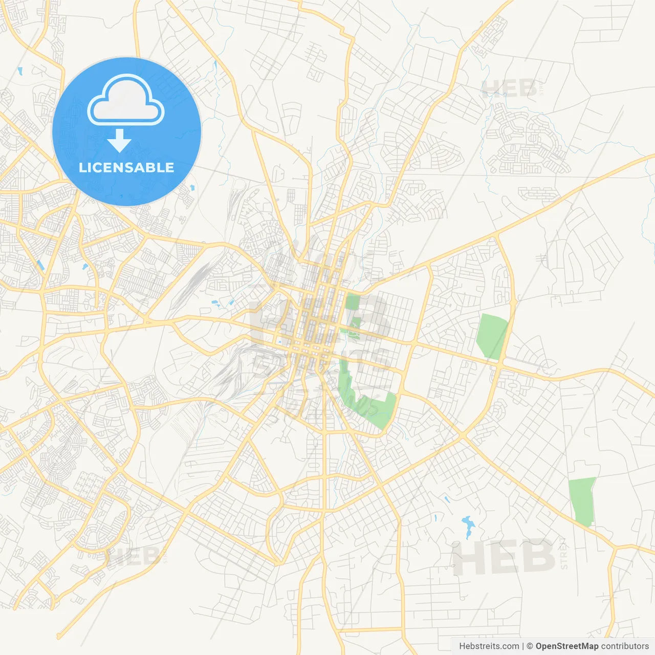 Printable street map of Bulawayo, Zimbabwe