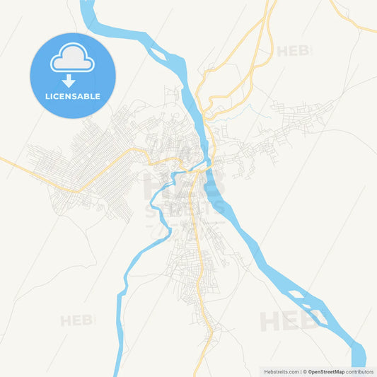 Printable street map of Tshikapa, DR Congo