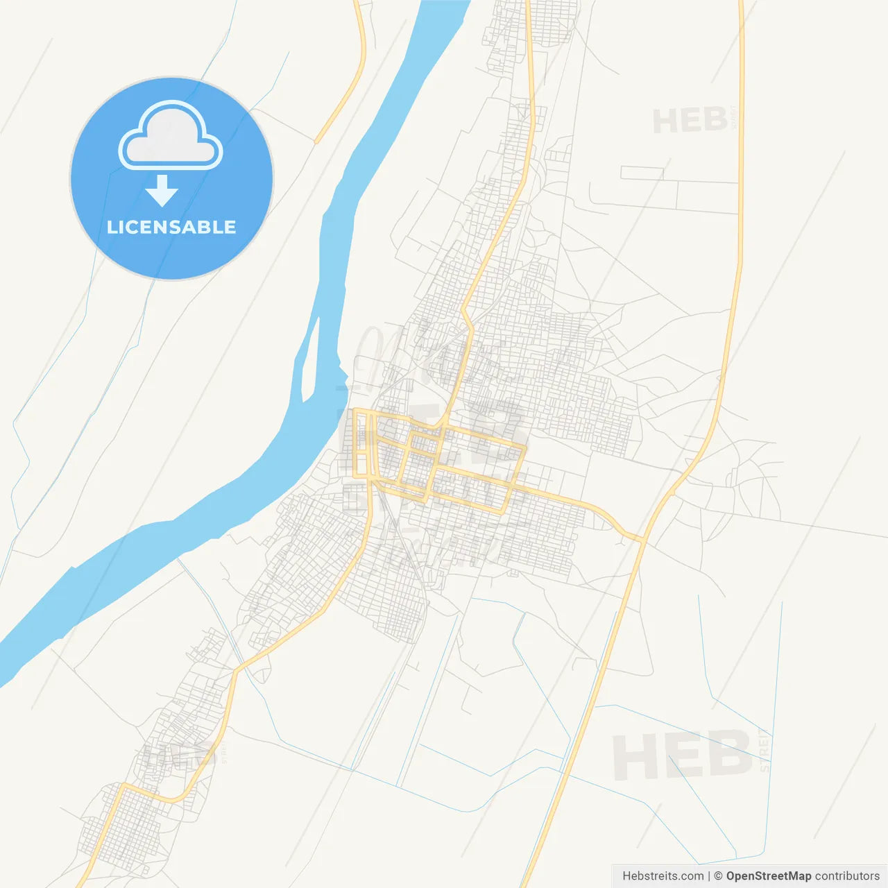 Printable street map of Ed Damer, Sudan