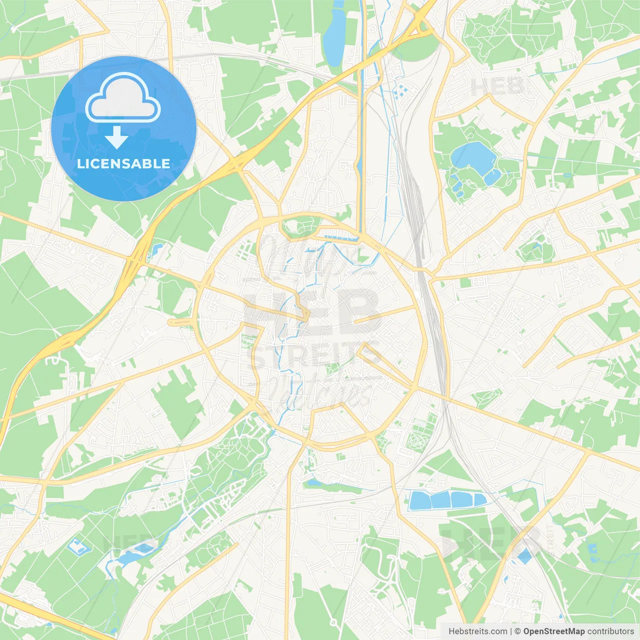 Leuven , Belgium Vector Map - Classic Colors