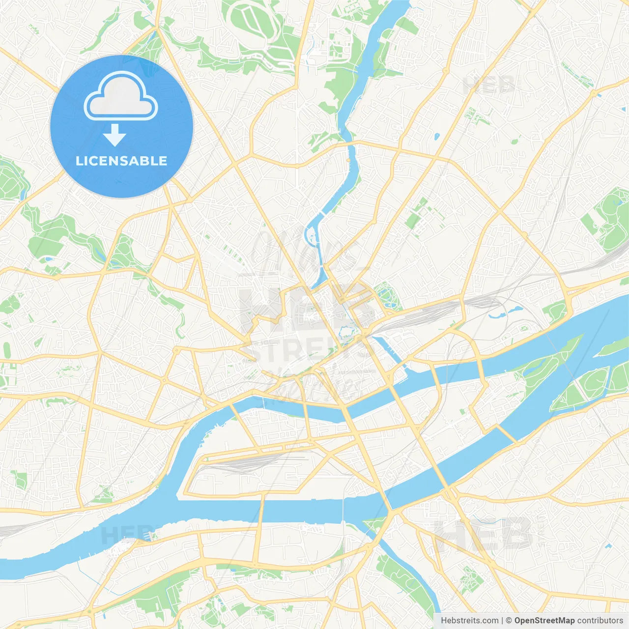 Nantes, France Vector Map - Classic Colors