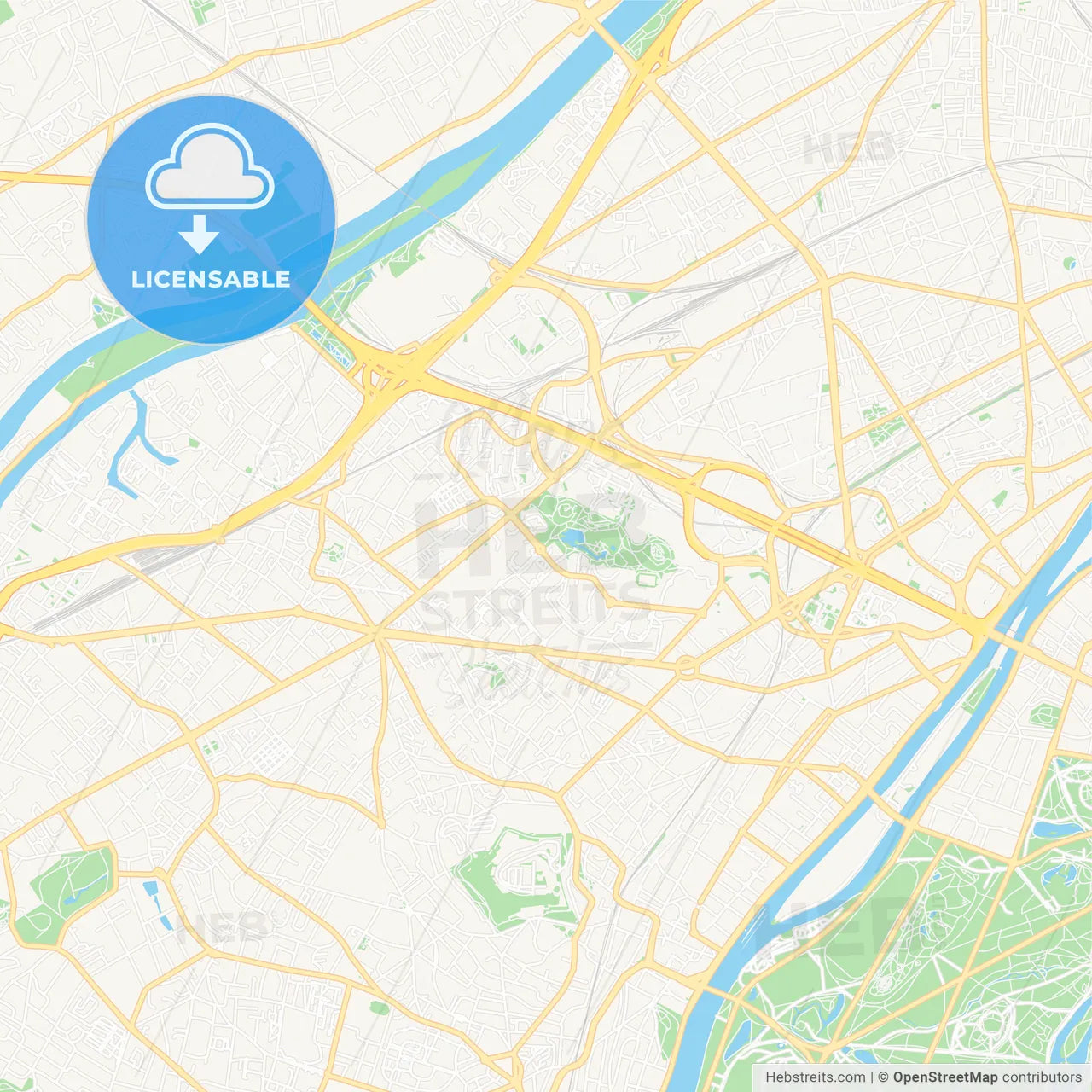 Nanterre, France Vector Map - Classic Colors