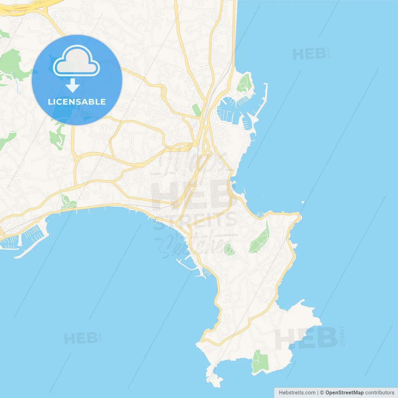 Antibes, France Vector Map - Classic Colors