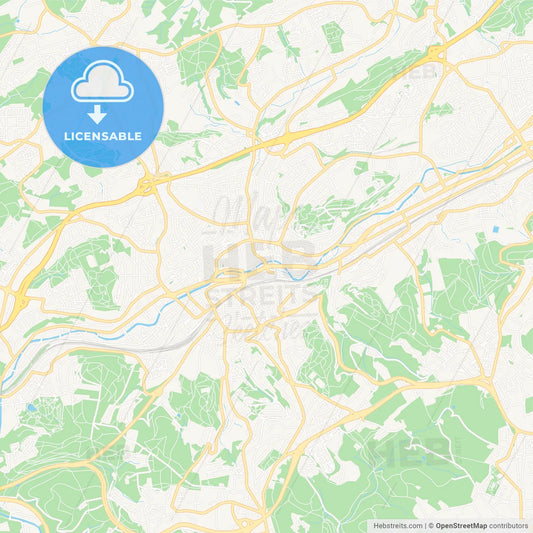 Wuppertal, Germany Vector Map - Classic Colors