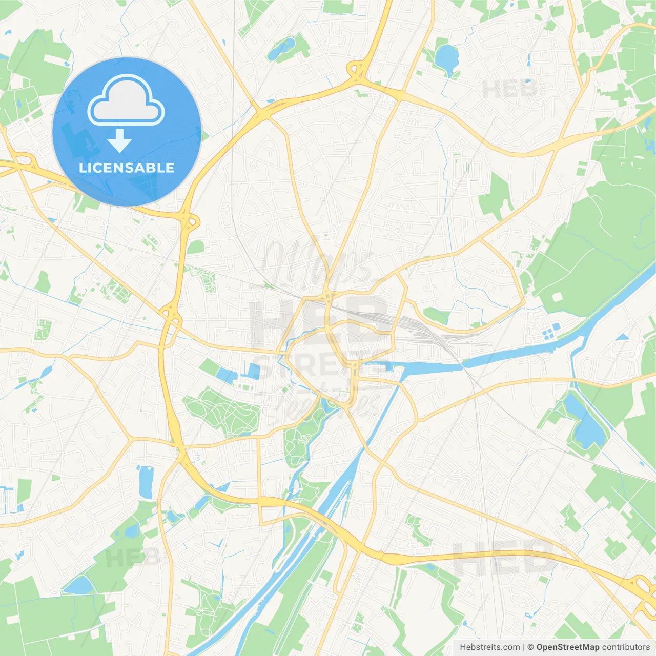 Oldenburg, Germany Vector Map - Classic Colors