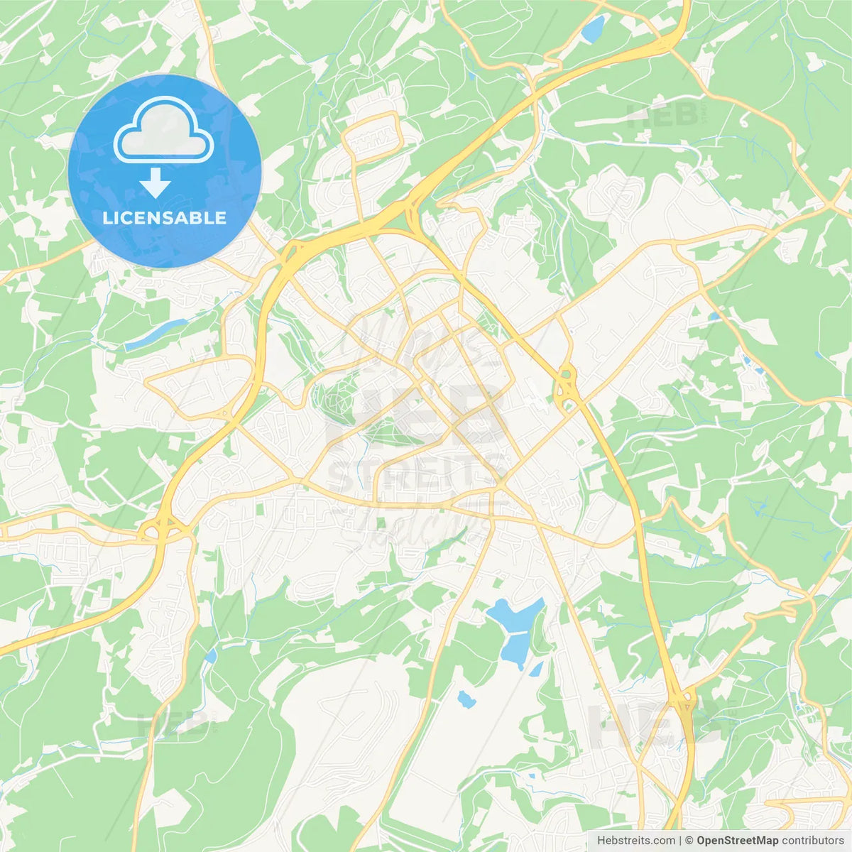 Velbert Maps Velbert, Germany Vector Map - Classic Colors – HEBSTREITS