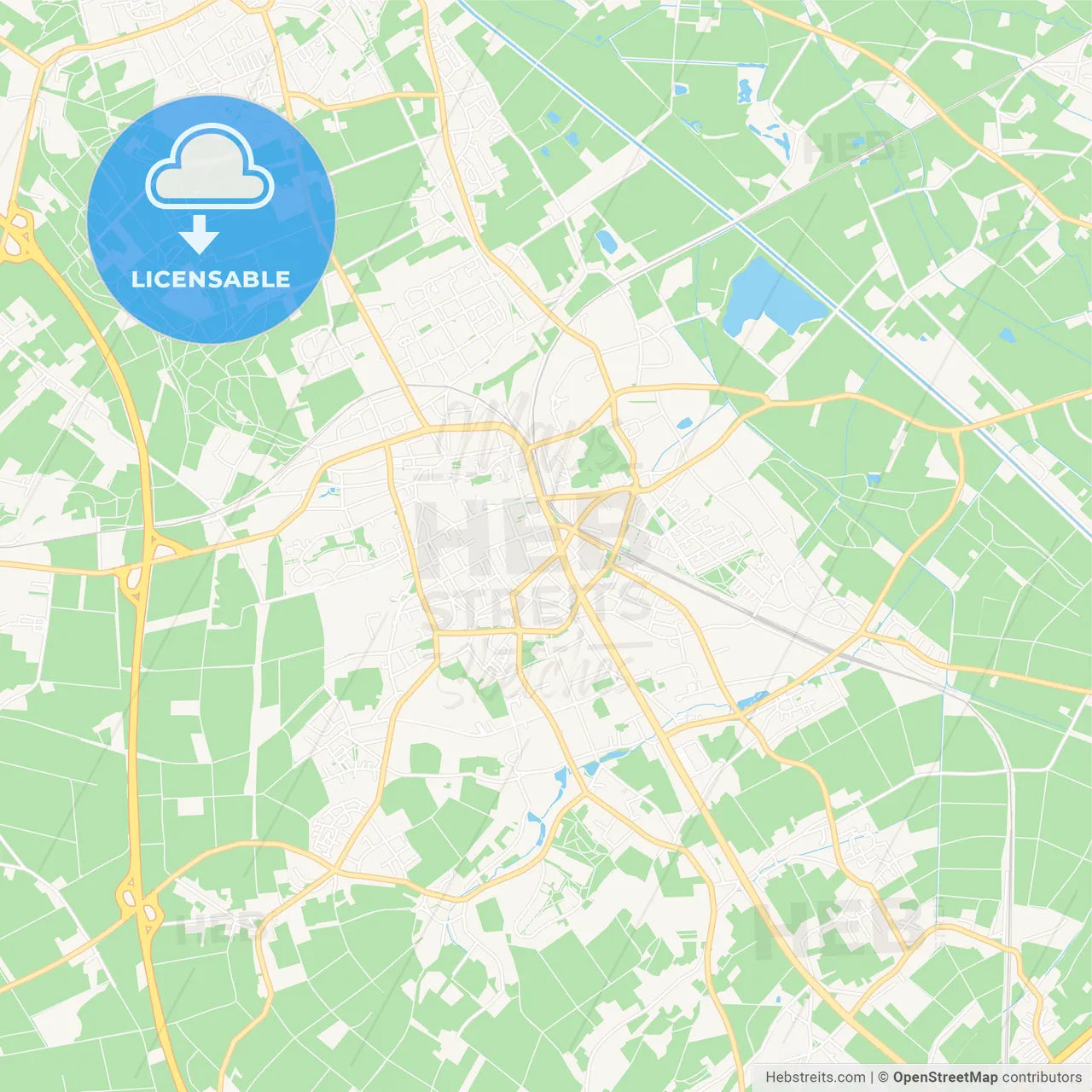 Viersen, Germany Vector Map - Classic Colors