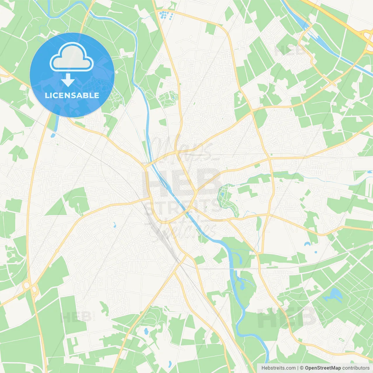 Rheine, Germany Vector Map - Classic Colors