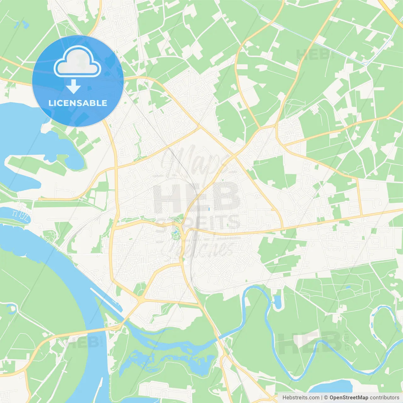 Wesel, Germany Vector Map - Classic Colors