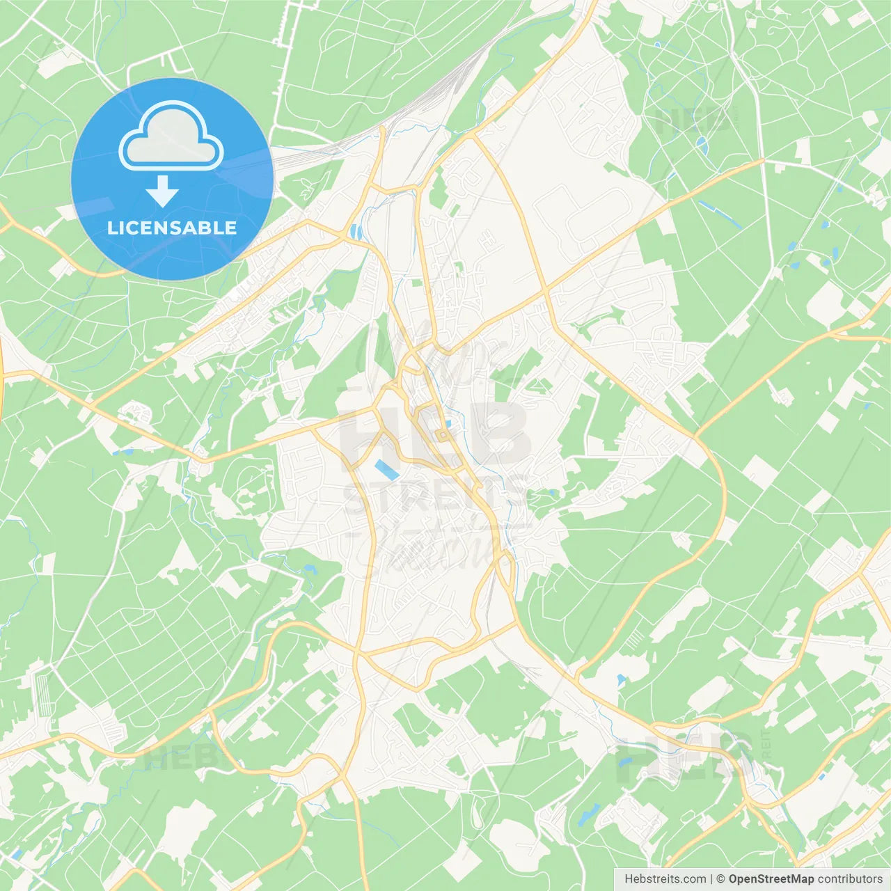 Stolberg (Rheinland), Germany Vector Map - Classic Colors