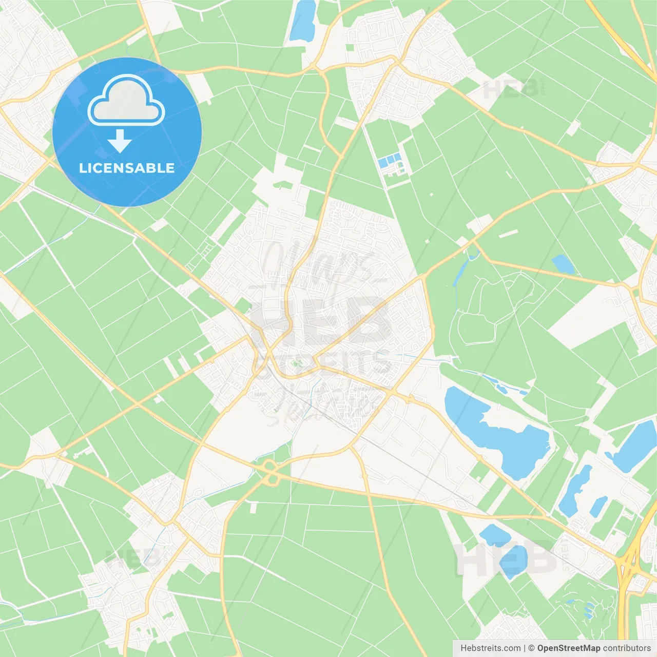 Pulheim, Germany Vector Map - Classic Colors