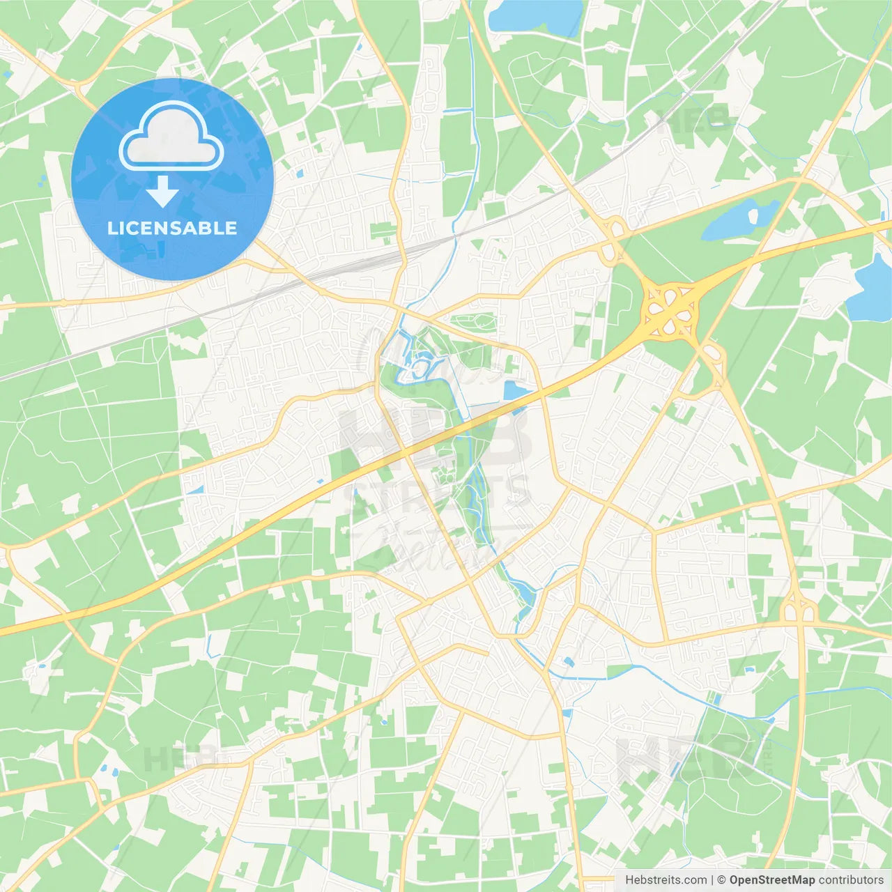 Rheda-Wiedenbruck, Germany Vector Map - Classic Colors