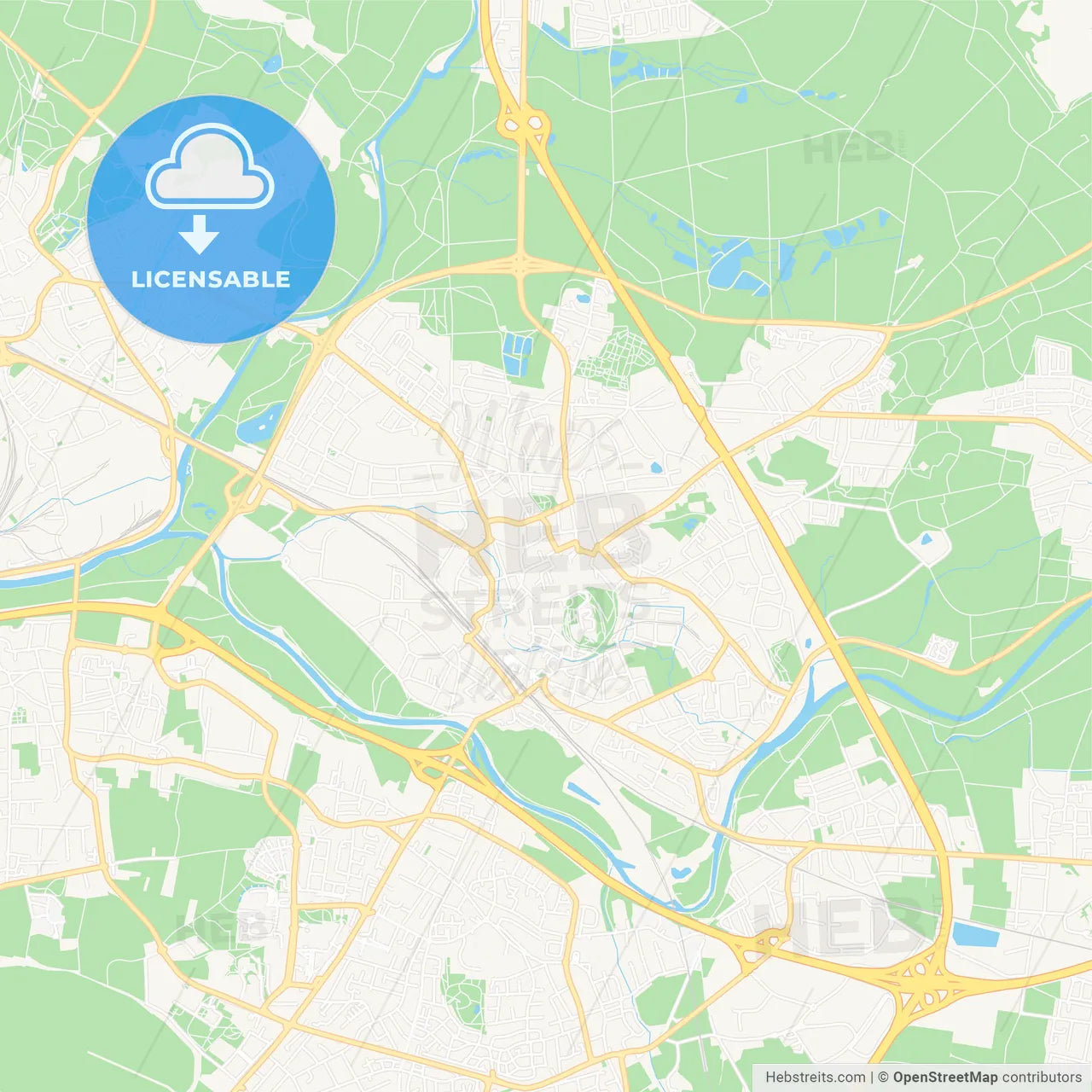 Siegburg, Germany Vector Map - Classic Colors