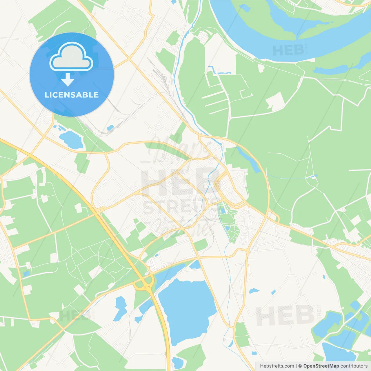 Rheinberg, Germany Vector Map - Classic Colors