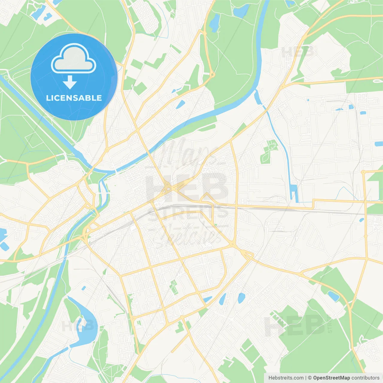 Gyor, Hungary Vector Map - Classic Colors
