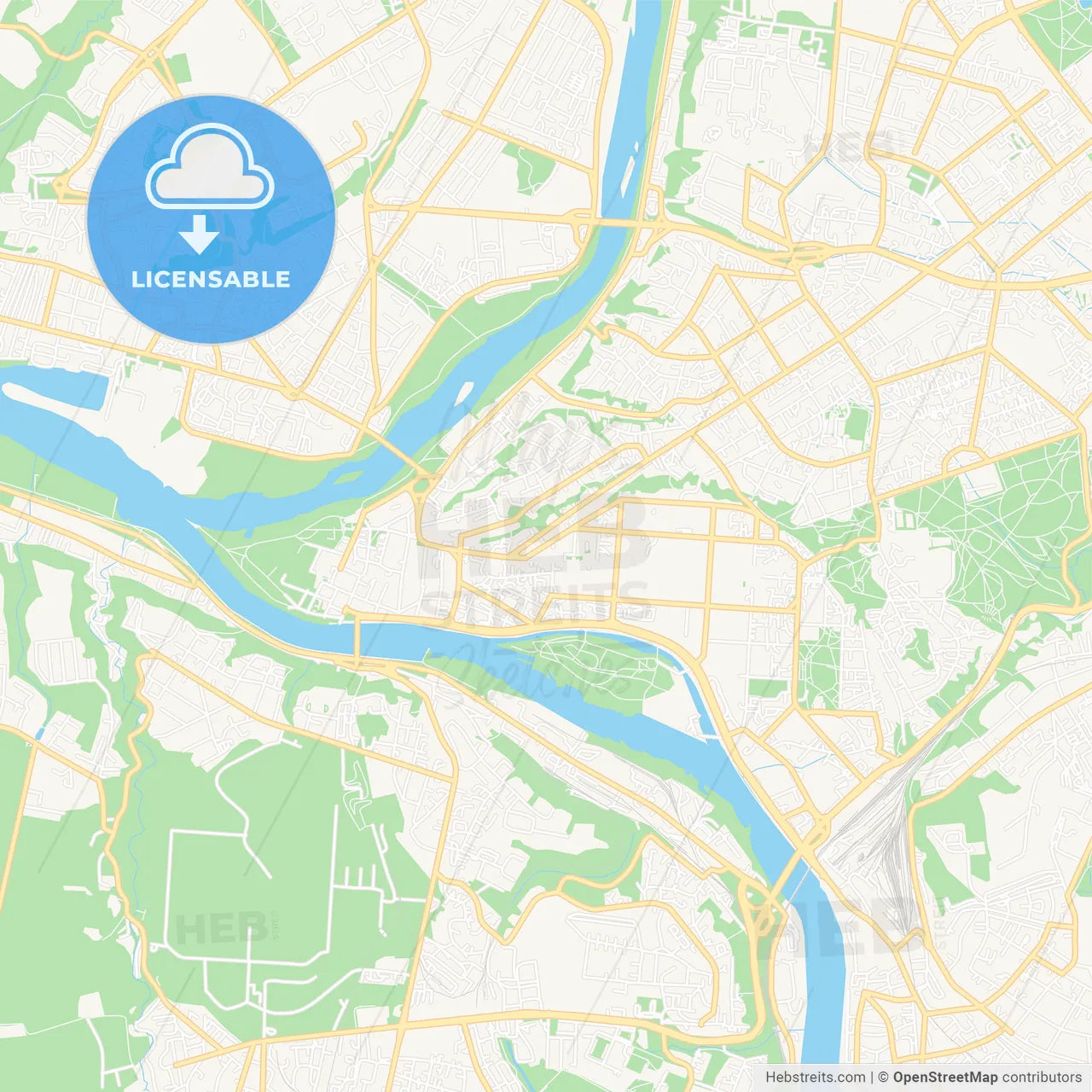 Kaunas, Lithuania Vector Map - Classic Colors