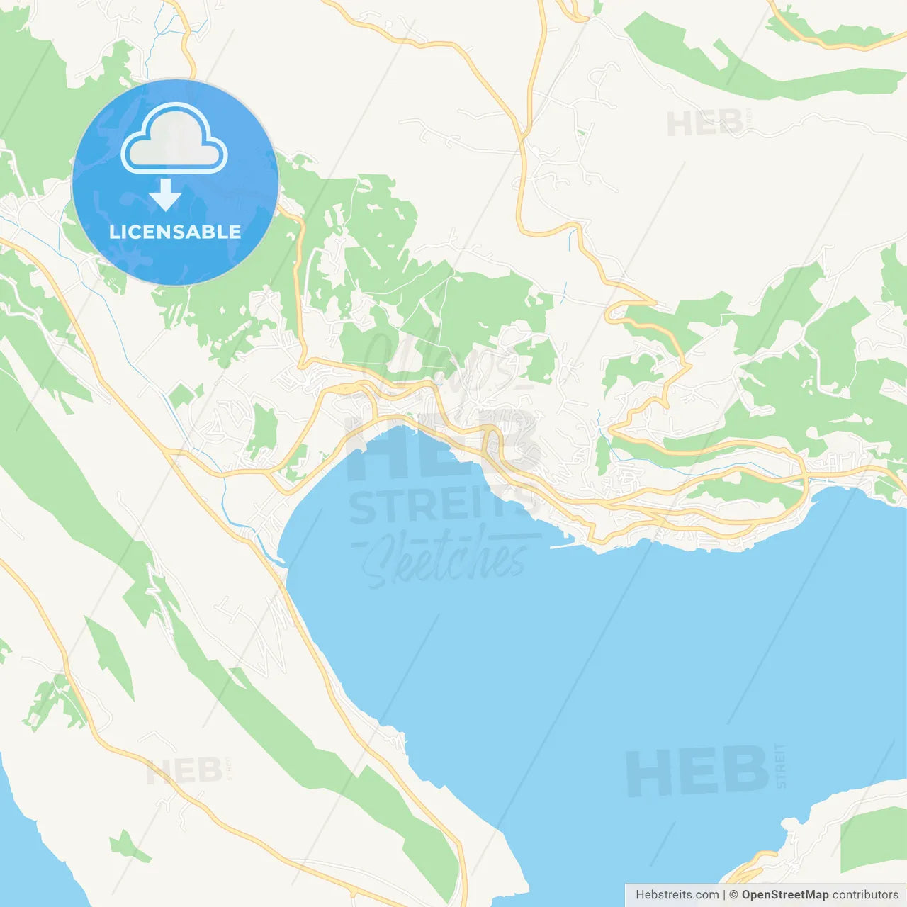 Herceg Novi, Montenegro Vector Map - Classic Colors