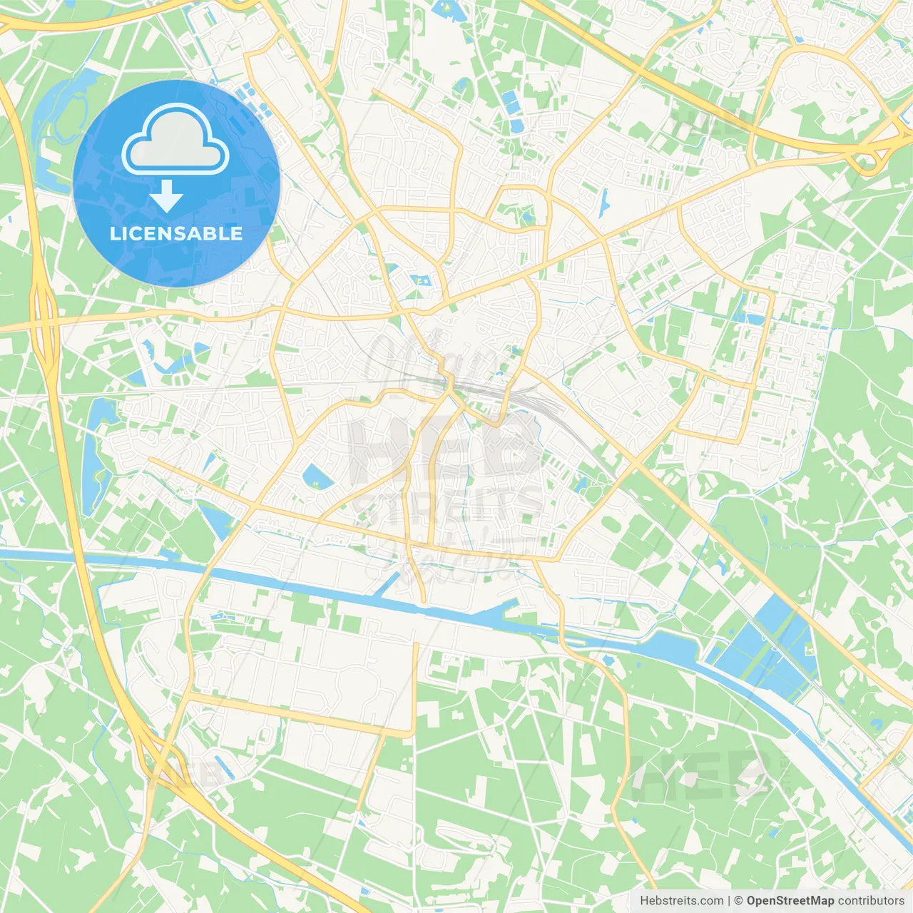 Hengelo, Netherlands Vector Map - Classic Colors