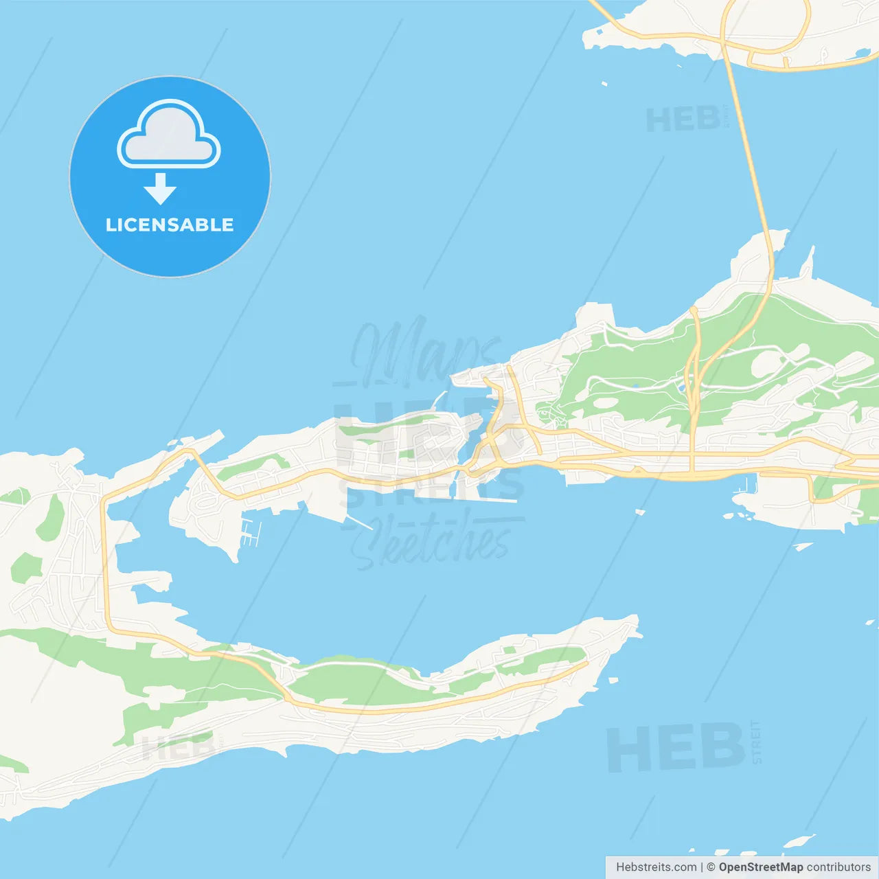 Alesund, Norway Vector Map - Classic Colors