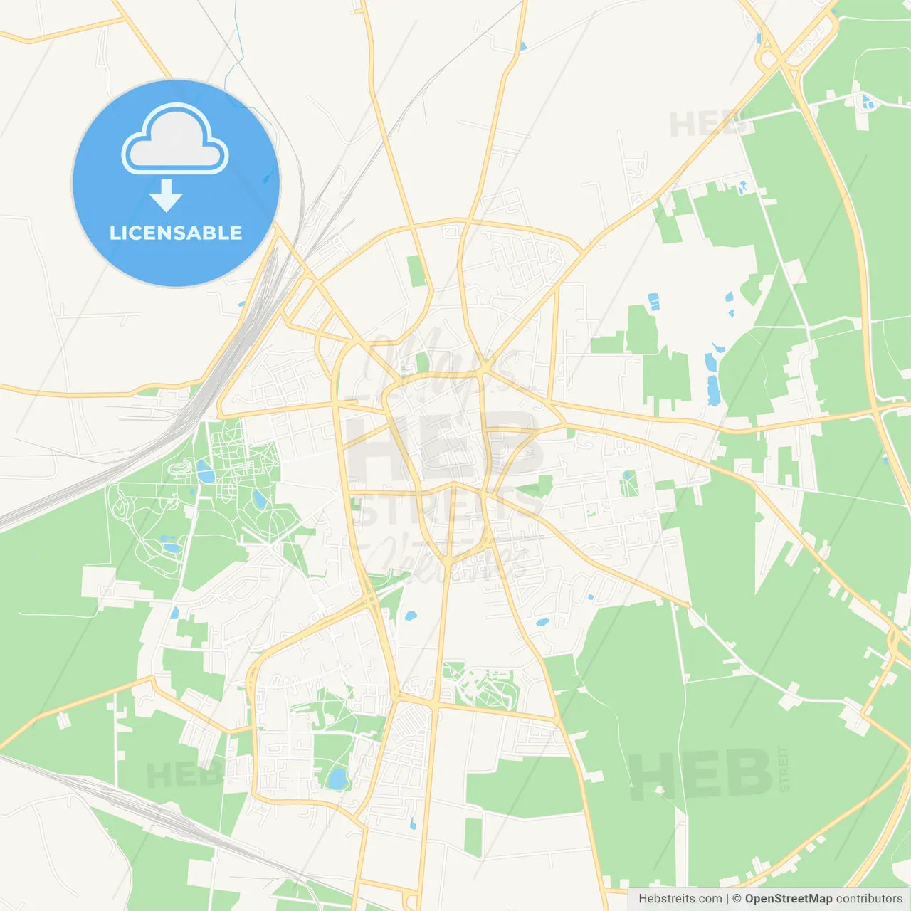 Inowroclaw, Poland Vector Map - Classic Colors