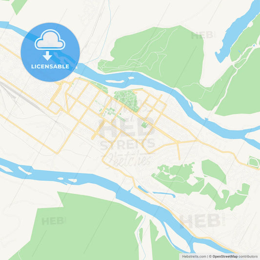 Mezhdurechensk, Russia Vector Map - Classic Colors