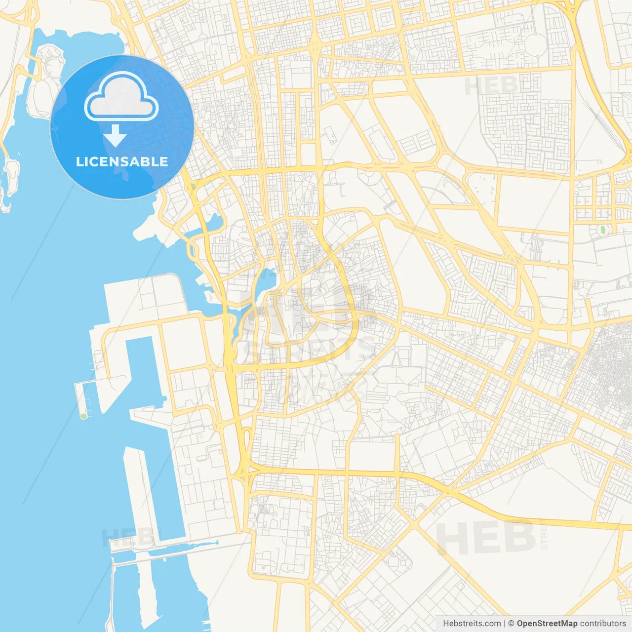Printable street map of Jeddah, Saudi Arabia