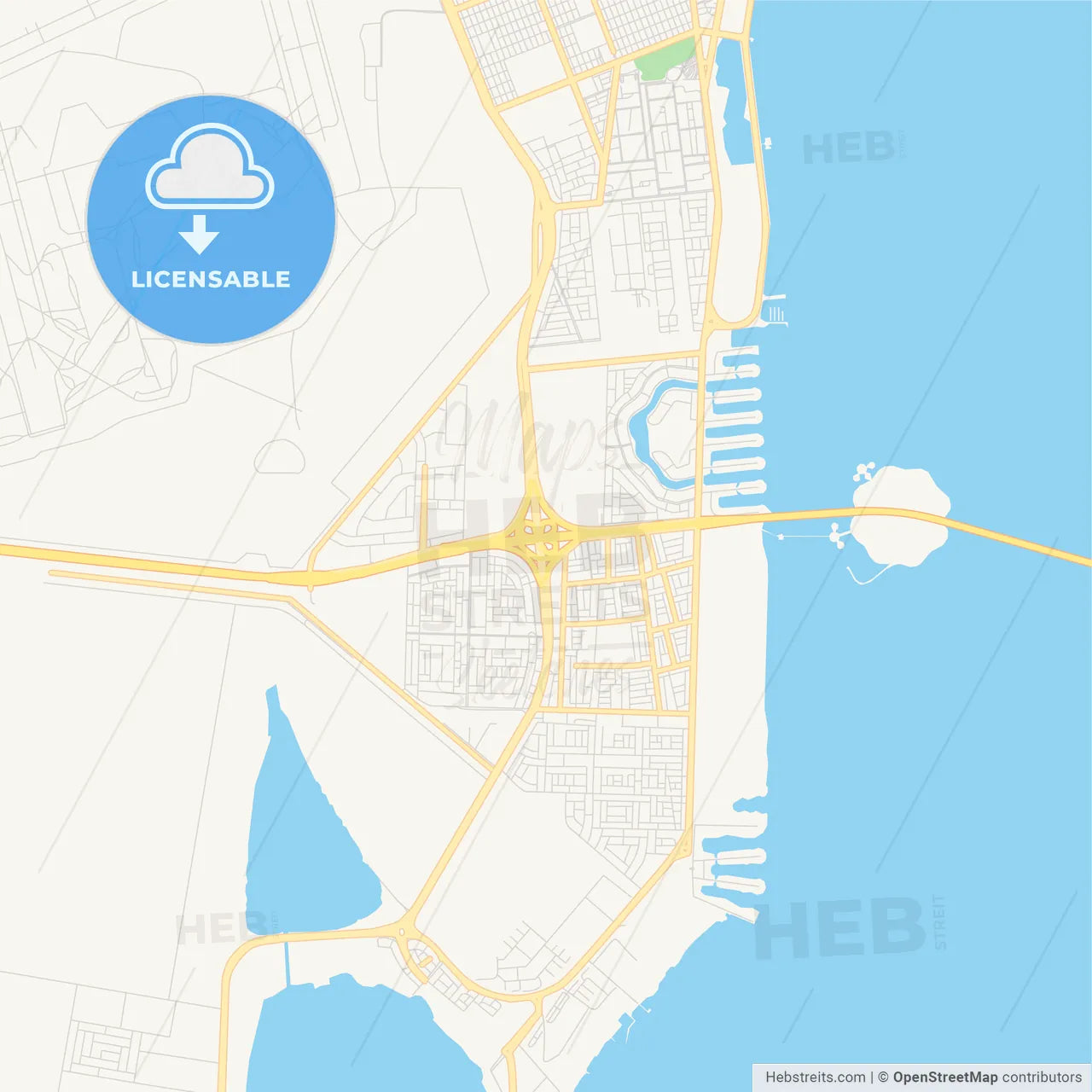 Printable street map of Khobar, Saudi Arabia
