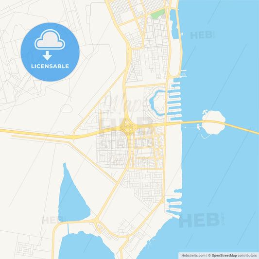 Printable street map of Khobar, Saudi Arabia