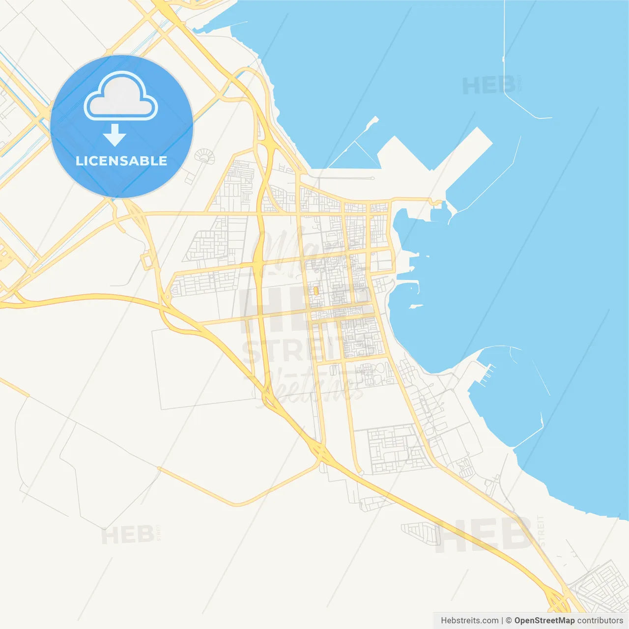 Printable street map of Jubail, Saudi Arabia