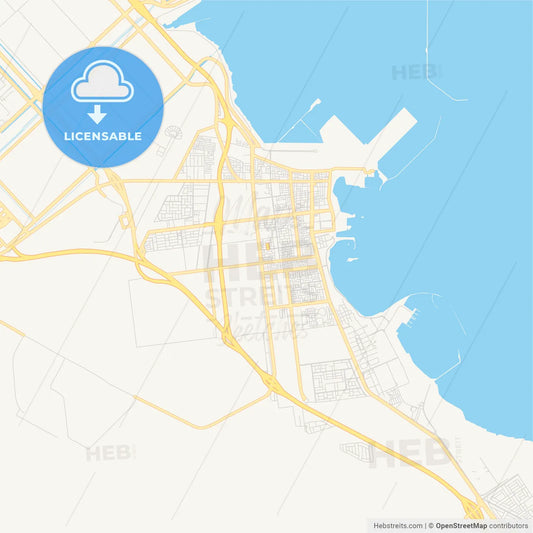 Printable street map of Jubail, Saudi Arabia
