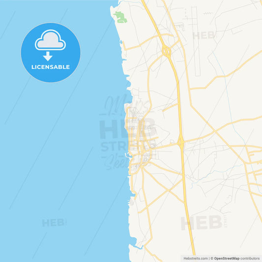 Printable street map of Jableh, Syria