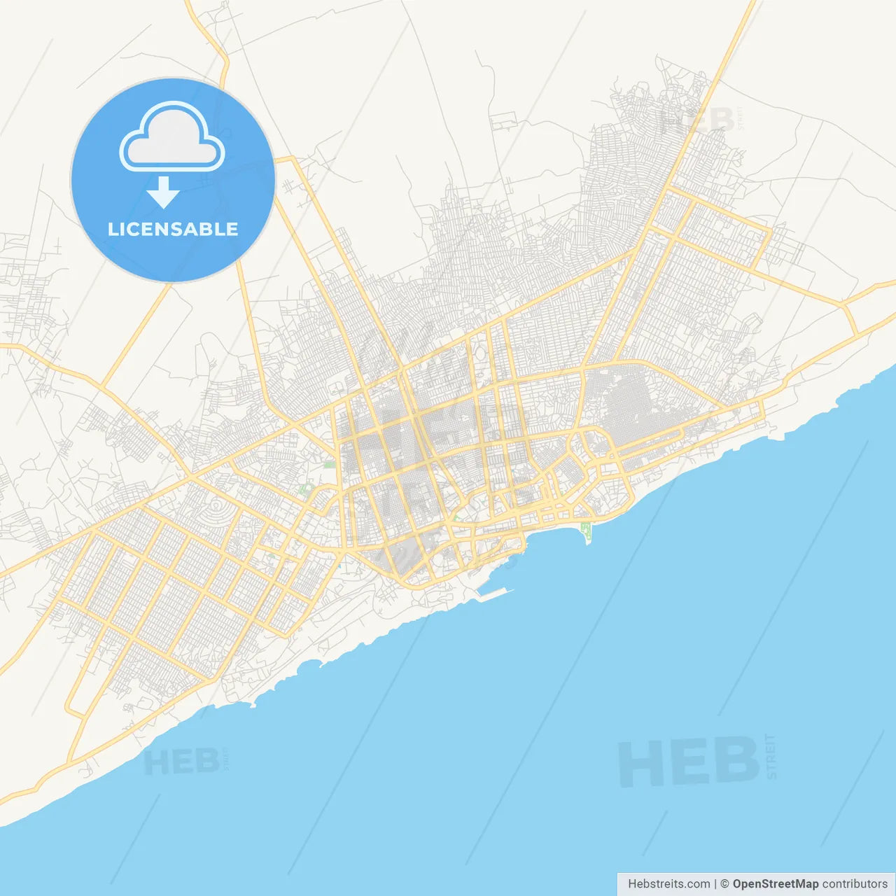 Printable street map of Mogadishu, Somalia