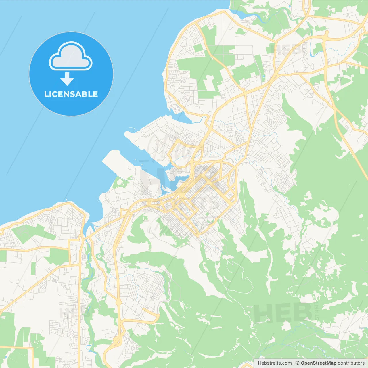 Printable street map of Port Louis, Mauritius
