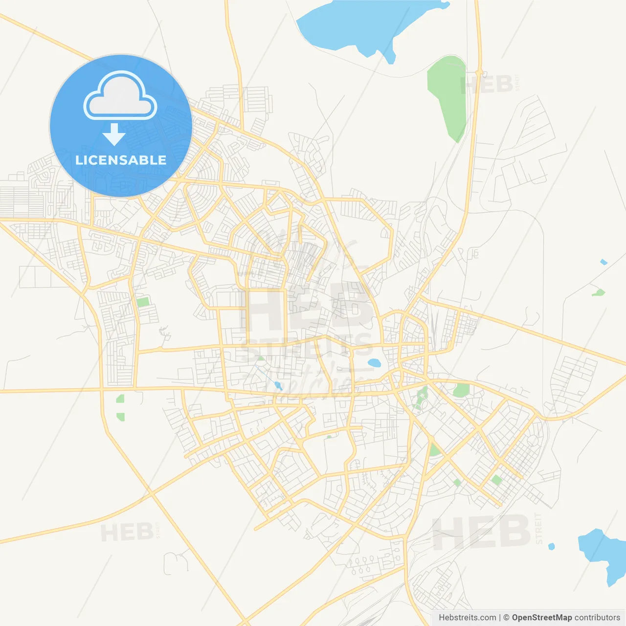 Printable street map of Kimberley, South Africa