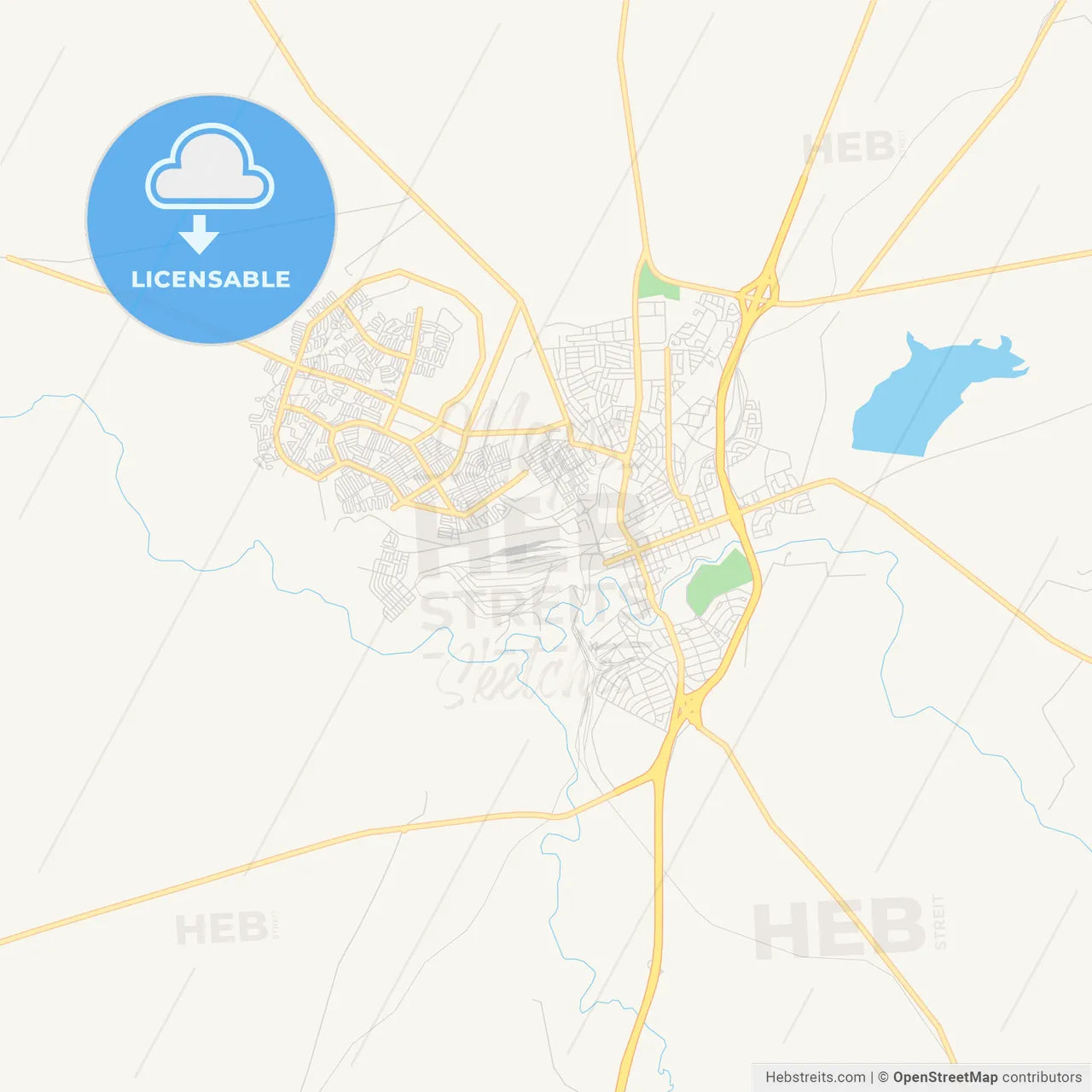 Printable street map of Kroonstad, South Africa