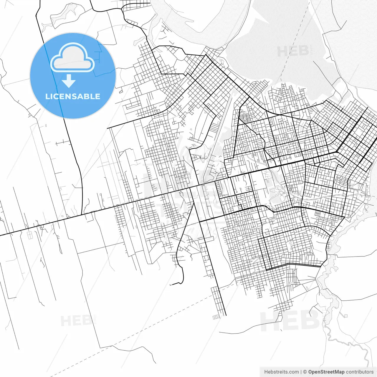 Vector PDF map of Pucallpa, Peru