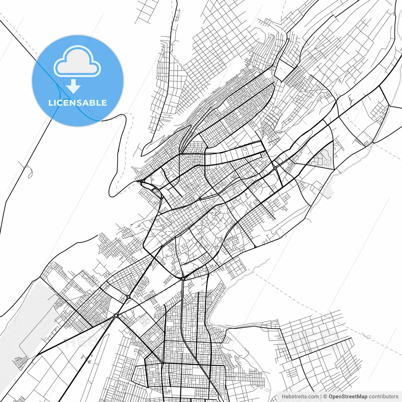 Vector PDF map of Tacna, Peru