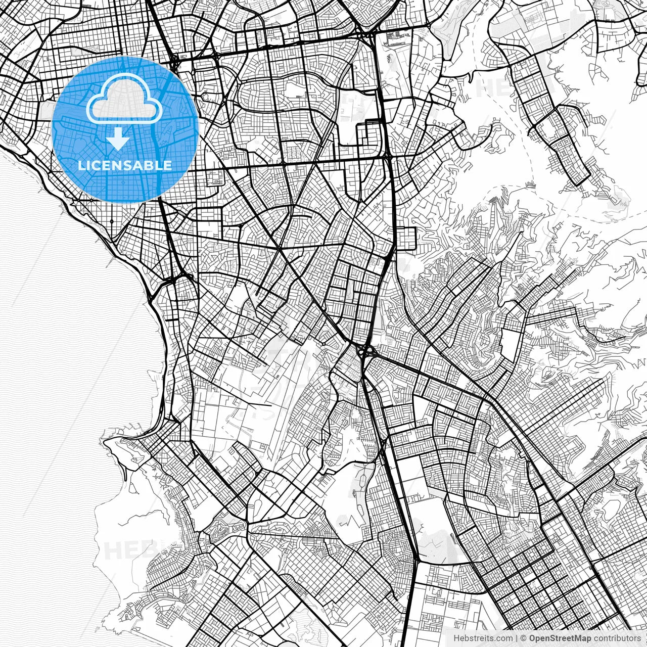 Vector PDF map of Santiago de Surco, Peru