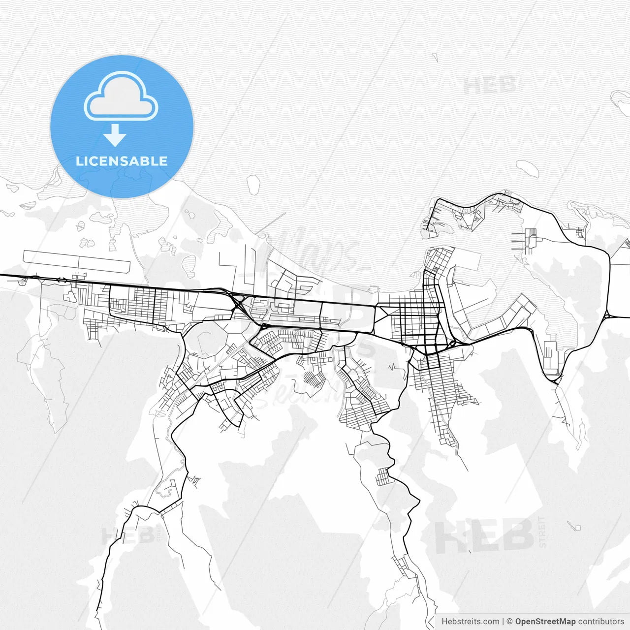 Vector PDF map of Puerto Cabello, Venezuela