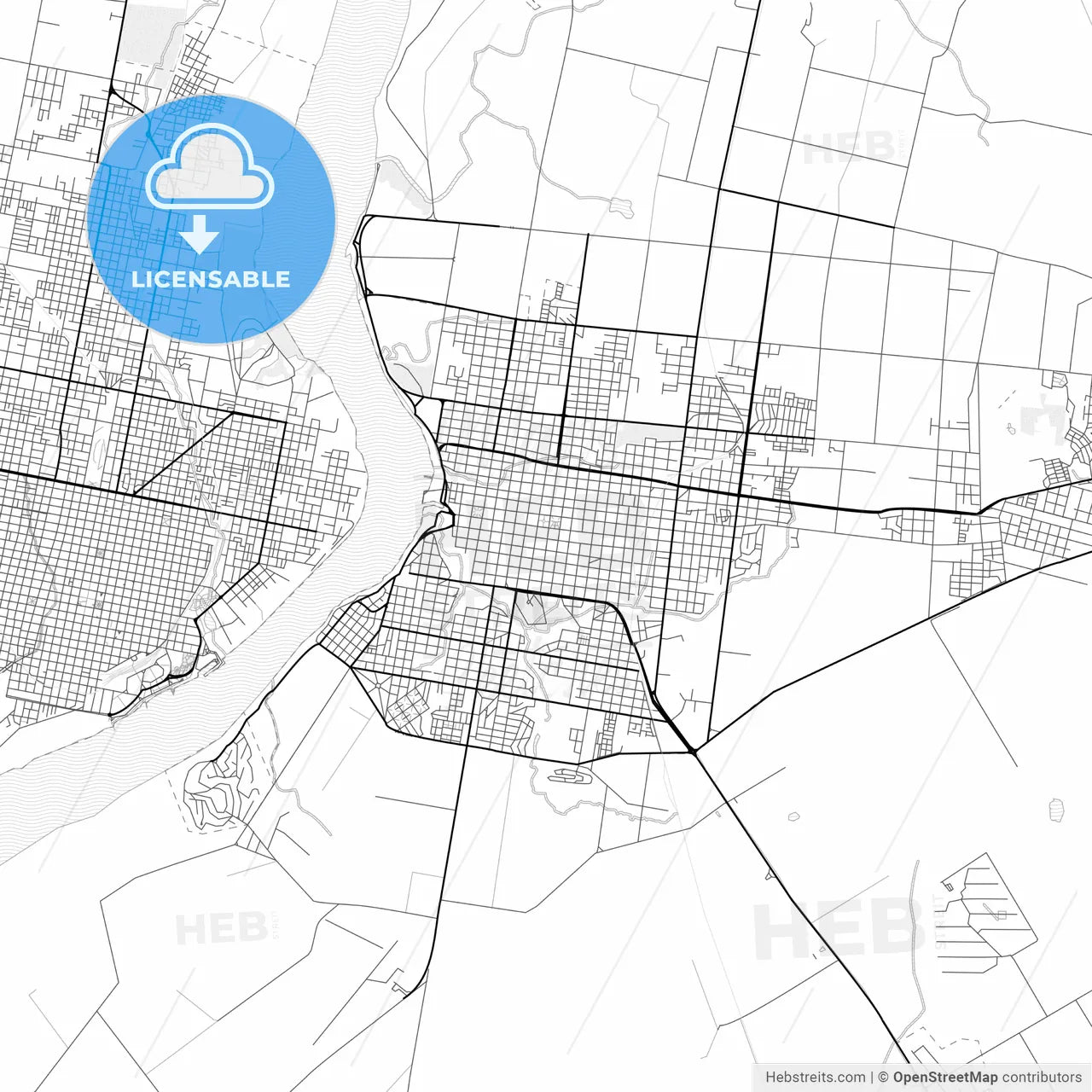Vector PDF map of Salto, Uruguay
