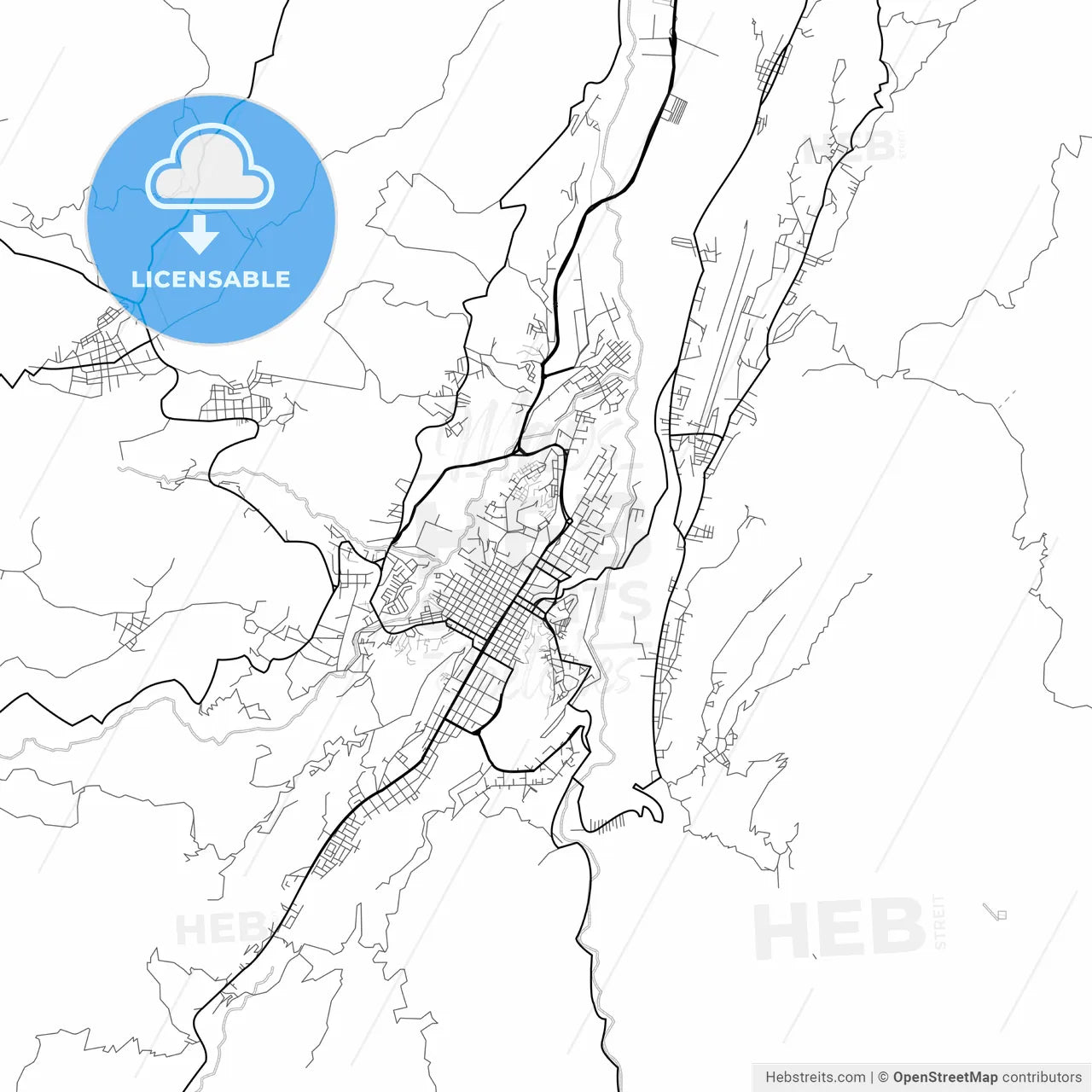 Vector PDF map of Valera, Venezuela