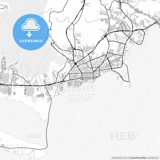 Vector PDF map of Porlamar, Venezuela