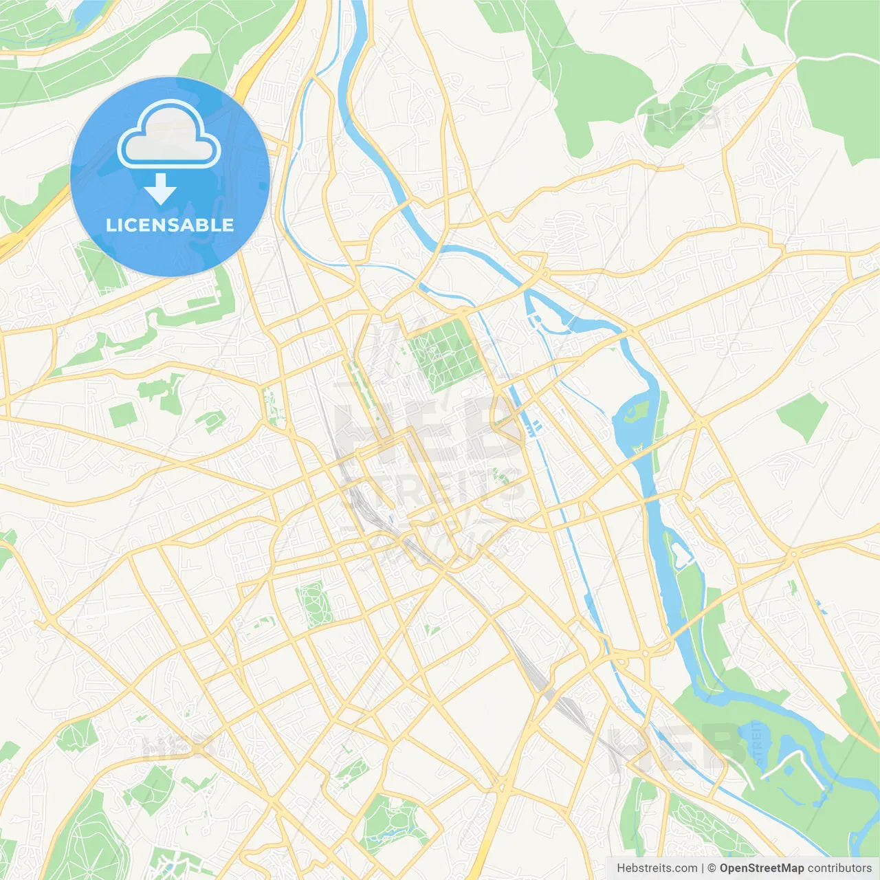 Nancy, France Vector Map - Classic Colors