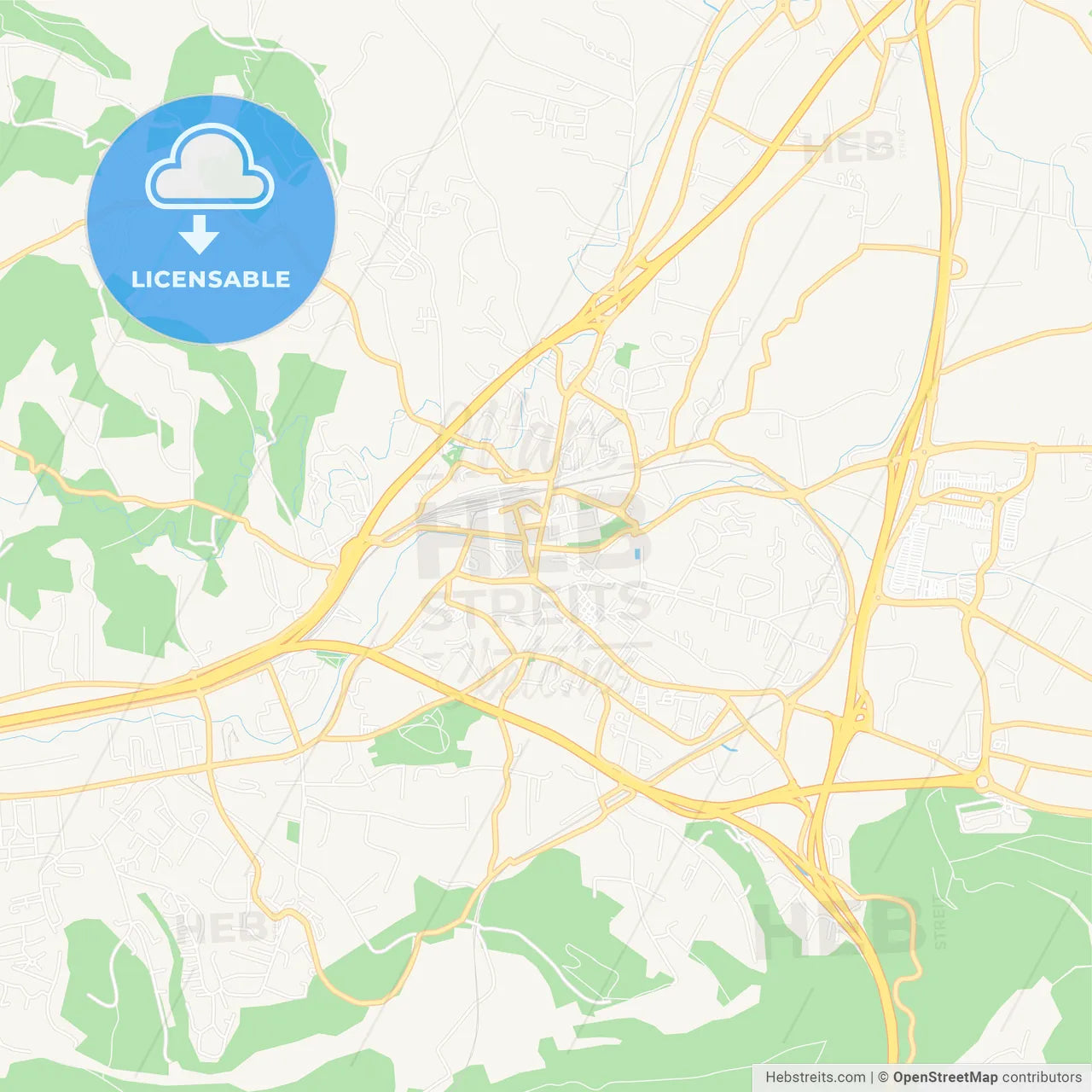 Aubagne, France Vector Map - Classic Colors