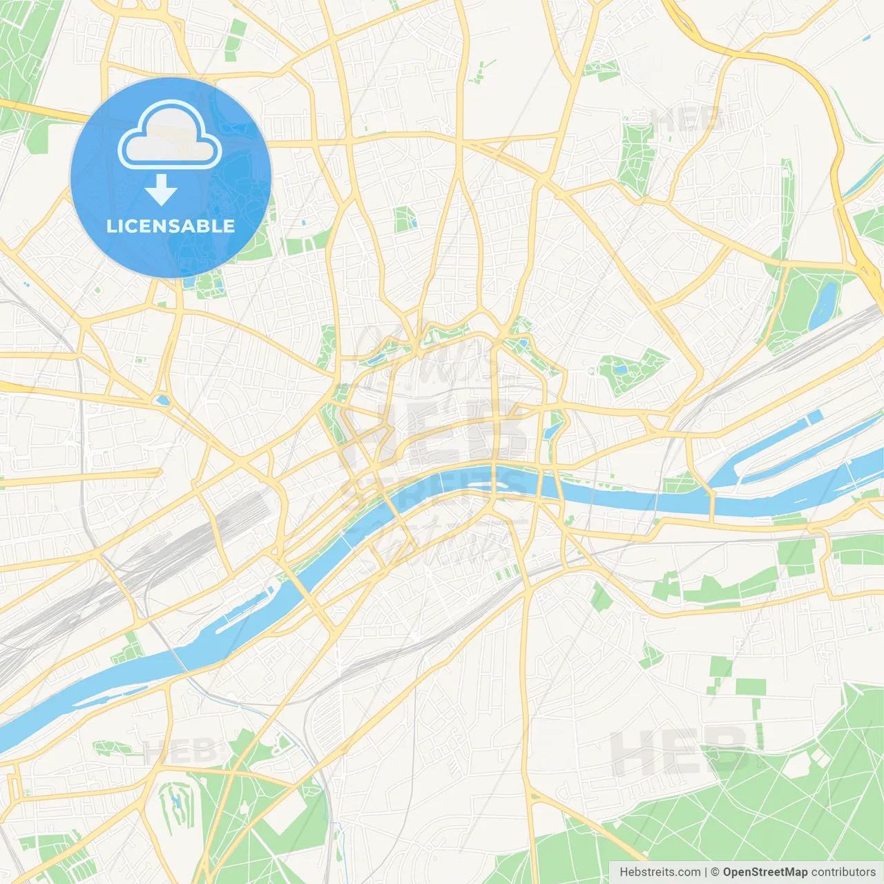 Frankfurt am Main, Germany Vector Map - Classic Colors