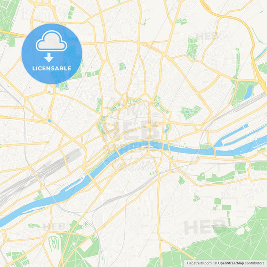 Frankfurt am Main, Germany Vector Map - Classic Colors