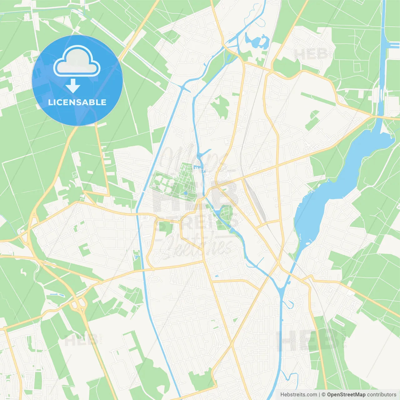 Oranienburg, Germany Vector Map - Classic Colors